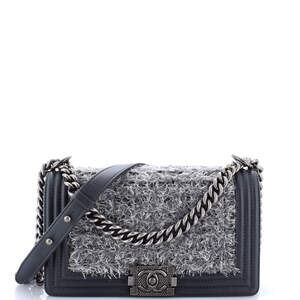 Chanel Boy Flap Bag Braided Tweed Old #205905C34B